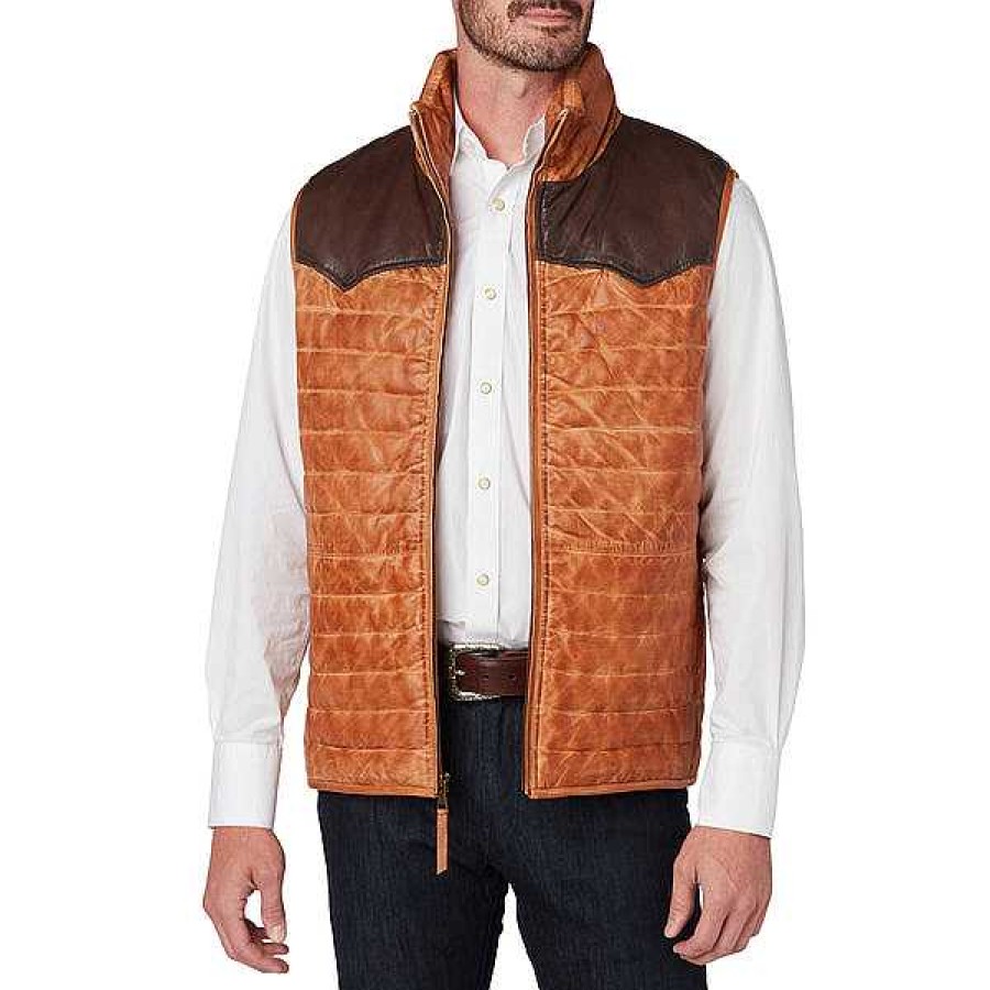 Uomini Lucchese | Gilet In Pelle Western Yoke