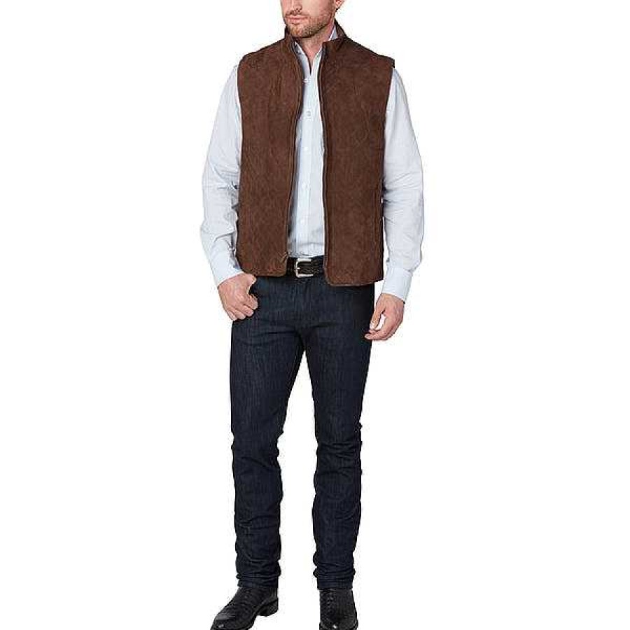 Uomini Lucchese | Gilet In Pelle Scamosciata Trapuntata