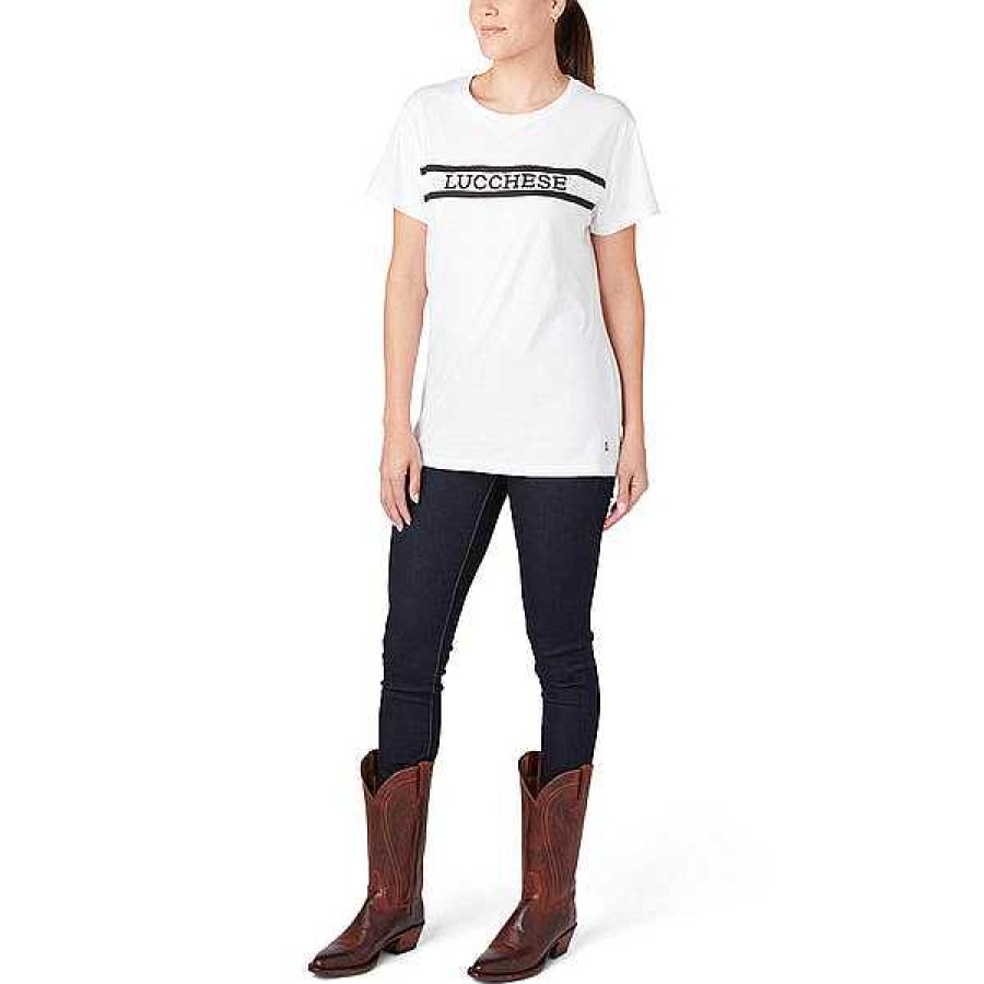 Donne Lucchese | T-Shirt Con Logo A Righe Lucchesi